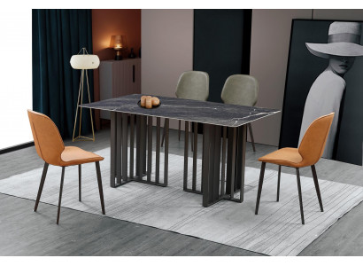 Luxus Iessdësch Edelstol Marmor-Imitatioun Steen Dësch Iesszëmmer 180x90cm