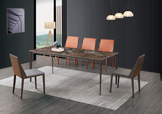 Luxus Iessdësch - Dësch Iesszëmmer Miwwelen Metall Marmor Look Design Dësch