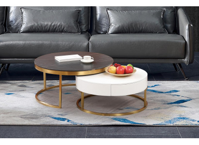 Set 2x Canapé-Table Kaffisdësch Bäistellbësch Dekor Designer Wunnzëmmertësch