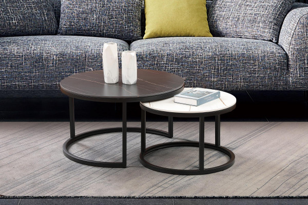 Wunnzëmmer Ronn Saz 2x Klapptisch Kaffeebord Säitentësch Designer
