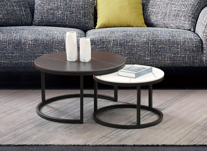 Wunnzëmmer Ronn Saz 2x Klapptisch Kaffeebord Säitentësch Designer