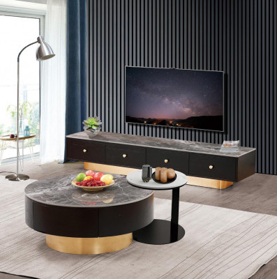 Set 2x Dësch Couchtisch Kaffisdësch Deko Bäistelltisch Designer Wunnzëmmertisch