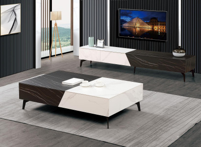 Couchtisch Sideboard 2tlg Wunnzëmmer Miwwelen Dësch Lowboard Schiefwänn Kommode