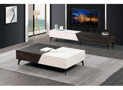 Holzdësch Dësch Couchdësch Niewendësch Sofa Design Wunnzëmmer Héichglanz 130x80