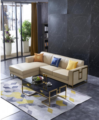 Sofa Ecksofa L Form Sesselen Dësch Hocker Ecksofa Polster 2-tlg. Nei