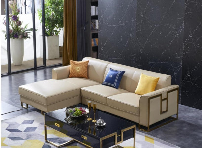 Sofa Ecksofa L Form Sesselen Dësch Hocker Ecksofa Polster 2-tlg. Nei