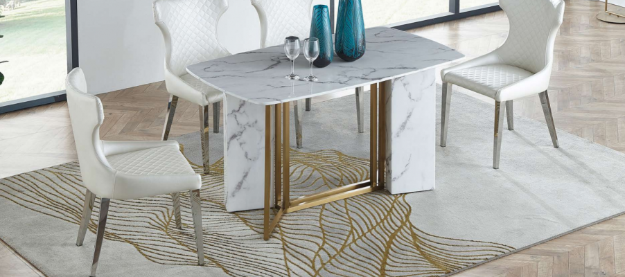 Luxusmiwwelen Marmortabellen 180x90cm Wunnzëmmer Hotel Iesszëmmer Dësch Designer Nei