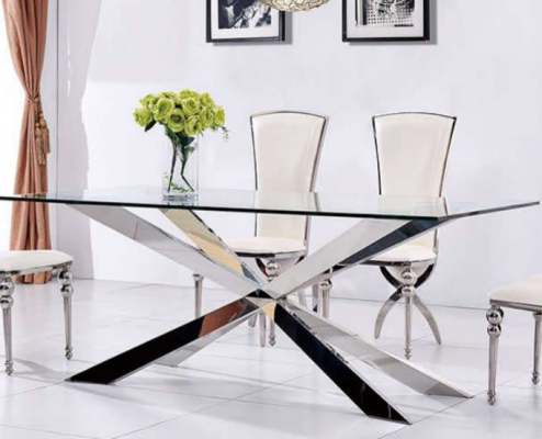 Luxus Dëschen Design Iesszëmmer 180x90cm Iessdëscher Glas Miwwelen Design Dëscher Nei