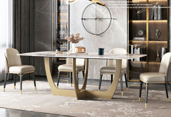 Luxus Miwwel Metall Dëscher 180x90cm Wunnzëmmer Hotel Iesszëmmer Dësch Designer Nei