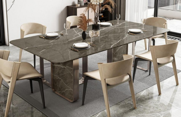 Luxus Iessdësch Dësch Metall Dëscher Héichglanz Iesszëmmer Design Modern Iessdëscher