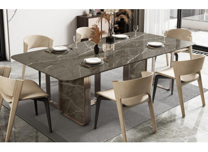 Luxus Iessdësch Dësch Metall Dëscher Héichglanz Iesszëmmer Design Modern Iessdëscher