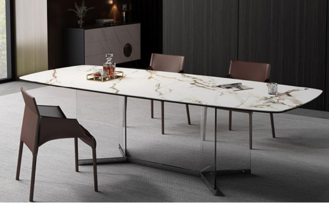 Iesszëmmer Wunnzëmmer Design Luxus Modern Dëscher Edelstolféiss Marmor-Imitat Nei