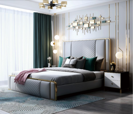 Designer-Doppelbett Bett Hotel Luxus-Schlofkummer 140/160x200cm Lieder