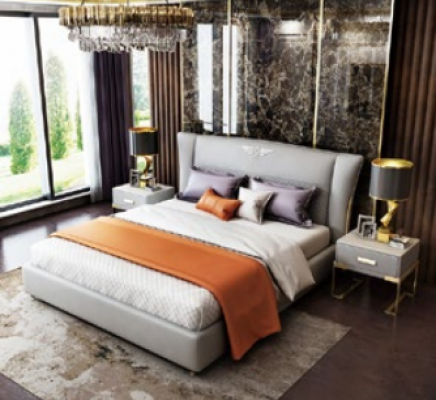 Luxury Schlofkummer Designer Duebelbett Bett Hotel 180/200x200cm Lieder