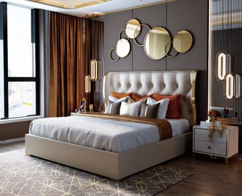 Designer Duebelbett Bett Hotel Luxus Schlofzëmmer 180/200x200cm Lieder