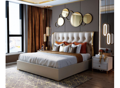Designer Duebelbett Bett Hotel Luxus Schlofzëmmer 180/200x200cm Lieder