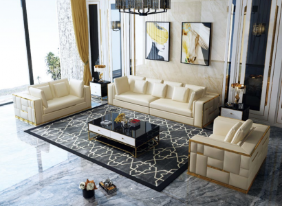 Design Sofa Couch Polster Sëtz Garnitur 3+2+1+ Chaiselongue Lieder Luxus