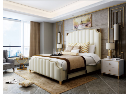 Designer Duebelbett Bett Hotel Luxus Schlofzëmmer 180x200cm Lieder Metall