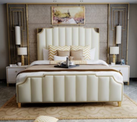 Designer Duebelbett Bett Hotel Luxus Schlofzëmmer 180x200cm Lieder Metall