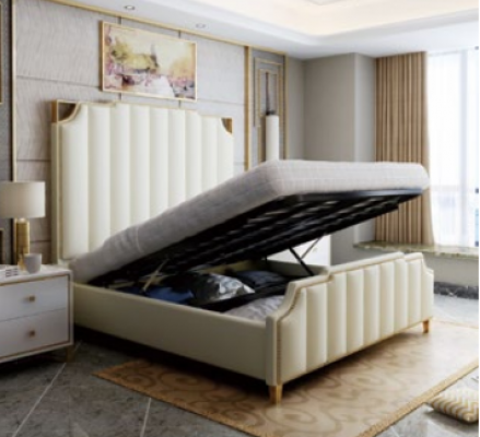 Designer Duebelbett Bett Hotel Luxus Schlofzëmmer 180x200cm Lieder Metall