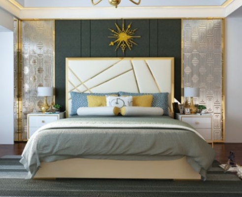 Designer Doppelbett Bett Hotel Deko Luxus Schlofkummer 180/200x200cm Lieder