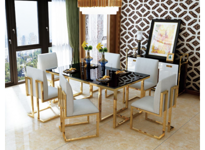 Design Iessdësch Holz mat Edelstolselementer Dëscher Dekor Iesszëmmer Miwwelen