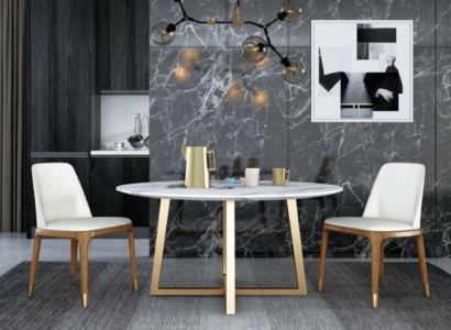 Design-Iessdësch Ronn Metall Rond Dëscher Wunn-Zëmmer Luxus Gold