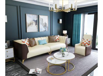 Designer Couch Dësch Rond Dëscher Ronnen Sofa Metall Glas Deko Bäistell Wunn