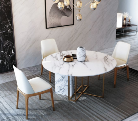 Design Iessdësch Holz mat Edelstahlelementer Deko Dëscher Iesszëmmer Miwwelen
