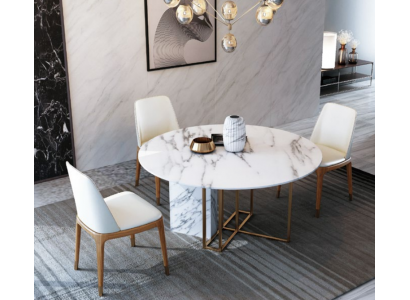 Design Iessdësch Holz mat Edelstahlelementer Deko Dëscher Iesszëmmer Miwwelen