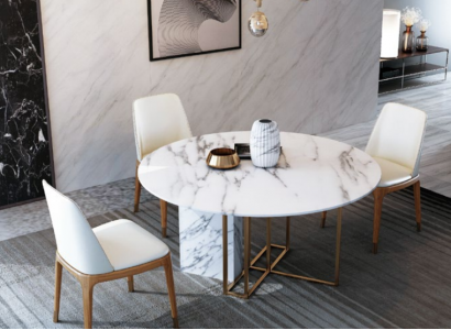 Design Iessdësch Holz mat Edelstahlelementer Deko Dëscher Iesszëmmer Miwwelen
