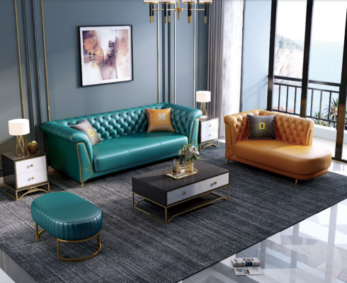 Modern Farweg Garnitur Sofa Lieder Couch 4 Sëtzer Chaiselongue Liegen