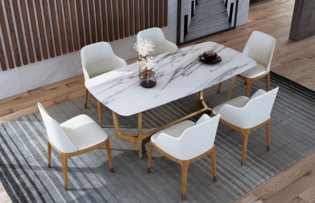 Luxus Designer Edelstol Metall Iess Dësch Dëscher Wunn Zëmmer 160x90cm