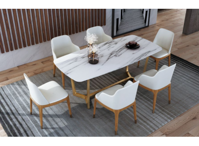 Luxus Designer Edelstol Metall Iess Dësch Dëscher Wunn Zëmmer 160x90cm
