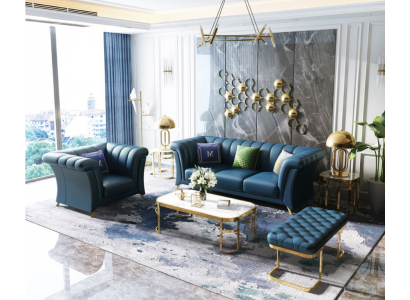 Designer Canapé Këssen Sëtz Garnitur Sofa Garnituren 3+1 Sëtz + Hocker