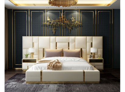 Hotelbett Luxus Design Better Polster Deko Metall Lieder Schlofzëmmer XXL