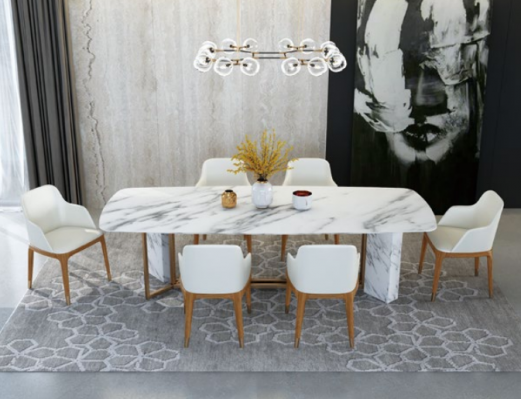 Komplett Set Iessdësch + 6 Still Iesszëmmer Deko Set Iess Grupp Holz Dësch