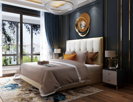 Luxus Design Liederbett Metall Gold Better Polster Hotel Schlofzëmmer