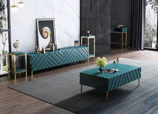 Sideboard 2x Säitestänner Couchdësch Designer Wunnzëmmer Metall