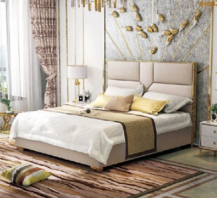 Luxus Design Liederbett Metall Gold Better Polster Hotel 180x200cm