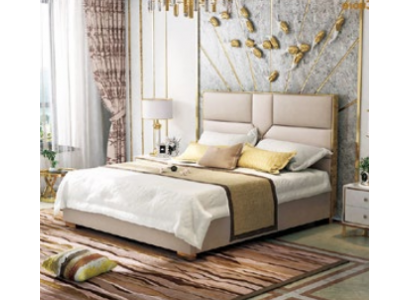 Luxus Design Liederbett Metall Gold Better Polster Hotel 180x200cm