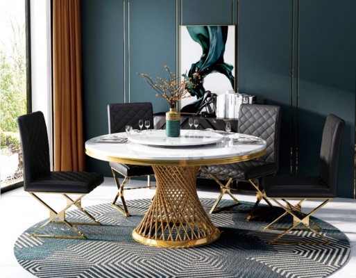 Italienesch Iesszëmmer Miwwelen Ronnen Dësch + Lehnstull Iess Grupp Garnitur