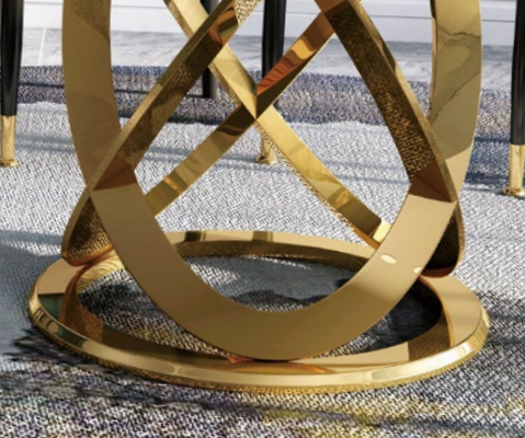 Design Ronn Iesszëmmer Stull Set Dëscher Metall Fotell 4x Still + Dësch