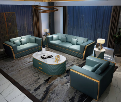 Komplett Set Sofagarnitur 3+2+1 Sëtzer + Dësch Designer Wunnlandschaft