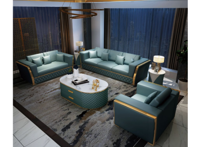 Komplett Set Sofagarnitur 3+2+1 Sëtzer + Dësch Designer Wunnlandschaft