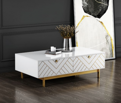 Edel Héichglanz Couchtisch Dësch Edelstol Sofa Bäistelltisch USA Luxus