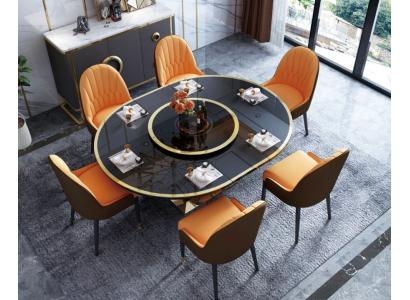 Designer Iesszëmmerdësch Oval Glas Ronnen Dëscher Moderner Auszéierbarer