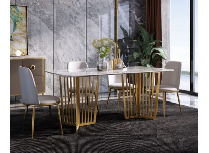 Komplett Set Iessdësch + 4 Stullen Iesszëmmer Set Iess Dekor Grupp Holz Dësch