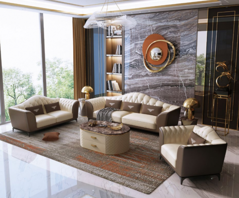 Italienesch Sofa Garnitur Lieder Sëtz Polster Canapé 3+2+1 Grupp Garnituren