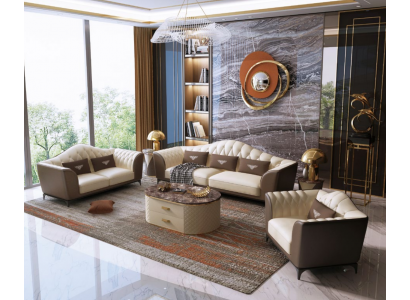 Italienesch Sofa Garnitur Lieder Sëtz Polster Canapé 3+2+1 Grupp Garnituren
